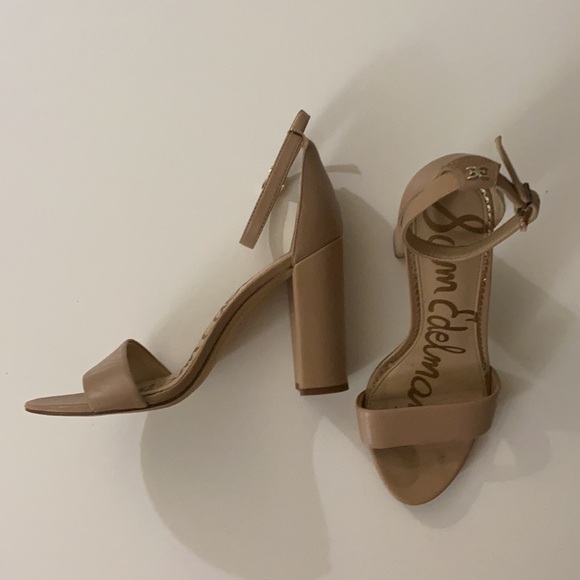 Sam Edelman YARO BLOCK HEEL SANDAL Soft Beige Leather - Picture 2 of 7